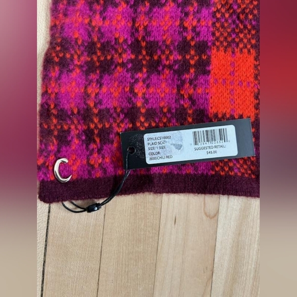 NWT Circus by Sam Edelman Chili Red Buffalo plaid patchwork scarf - Picture 3 of 4